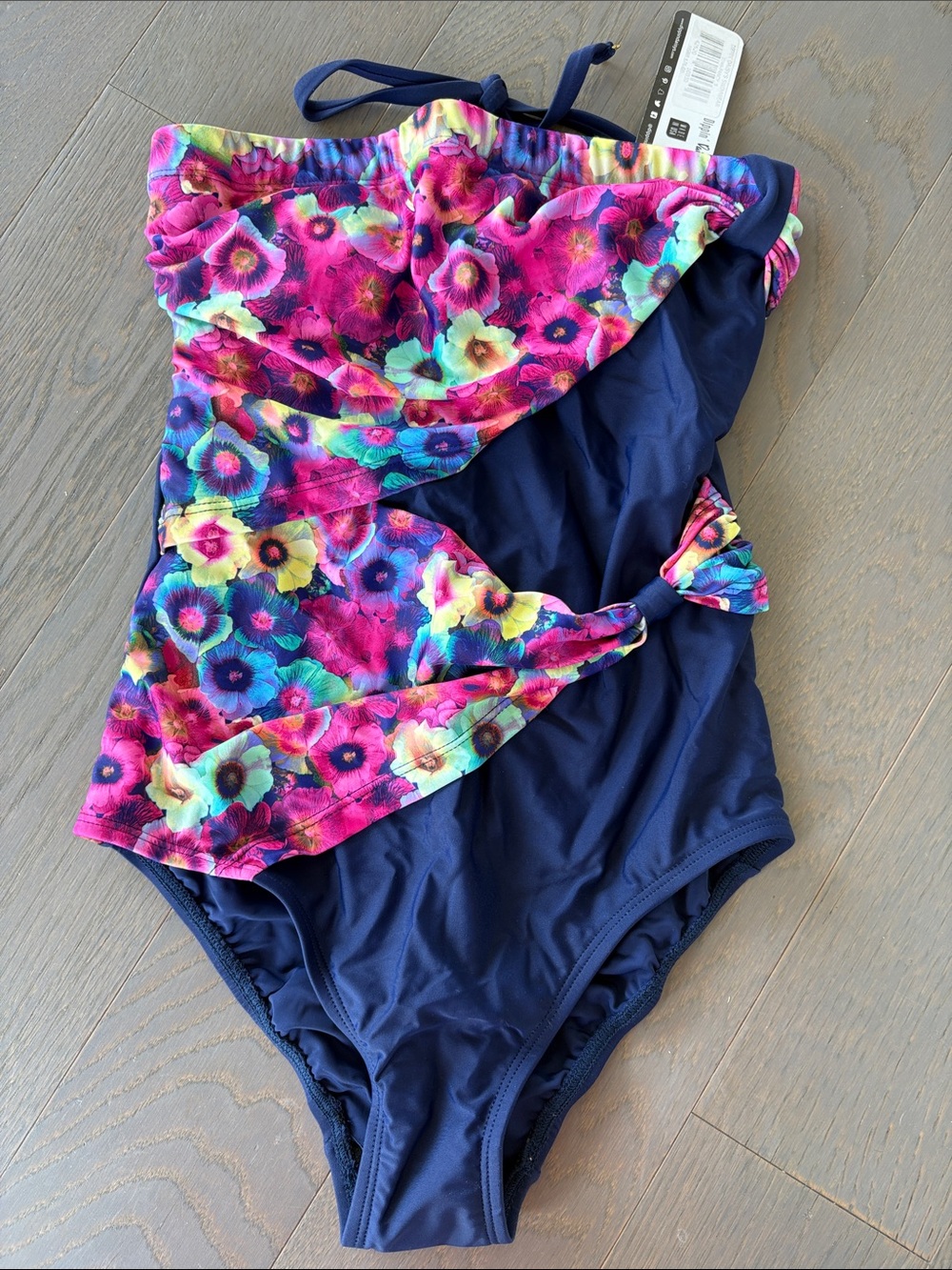 Dipping’ Daisy’s One-Piece Swimsuit Bright Pink Floral Ruffle removable strap